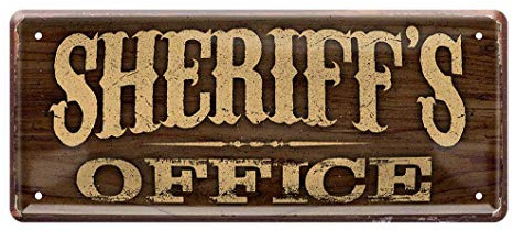 Blechschild Sheriff's Office - Western Deko Schild - Retro Dekoblechschild - Metallschild für Wilder Westen Fans - Wild West Spruch - 28x12cm