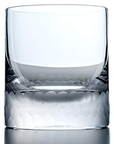 Amehla Cocktail-Gläser – mundgeblasenes Whiskyglas mit Wabenstruktur, gehämmert, geätzt, handgefertigte Whiskygläser aus Kristall, 340 ml, doppelt altmodische Steine, Trinkglas-Set (2)