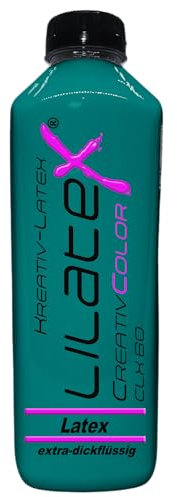 Lilatex 1 Liter extra-dickflüssiges Flüssiglatex/Farblatex/Latexmilch in Türkis - extra-Dickes Naturlatex