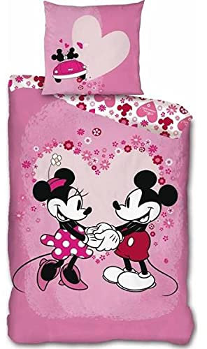 Parure de lit Mickey et Minnie en Rose