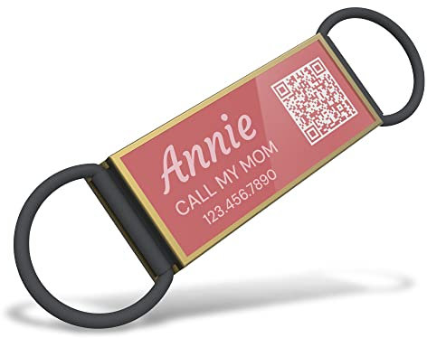 DISONTAG Placas para Perros,Placa para Perros Personalizadas, Etiqueta de identificación de mascota,QR posterior directo al perfil Guardar y mostrar información | Modificable