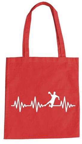 Herzschlag Handball Baumwolltasche - Ekg Handballer Handballspiel Sport Werfen Rot