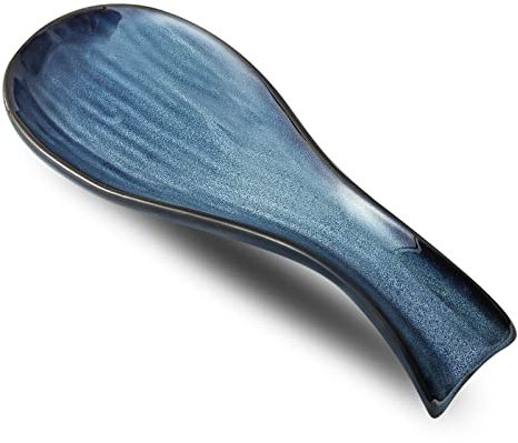 Hasense Ceramic Spoon Rest for Stove Top, Porcelain Spoon Holder for Kitchen Counter Cooking Utensil Home Decor, Navy