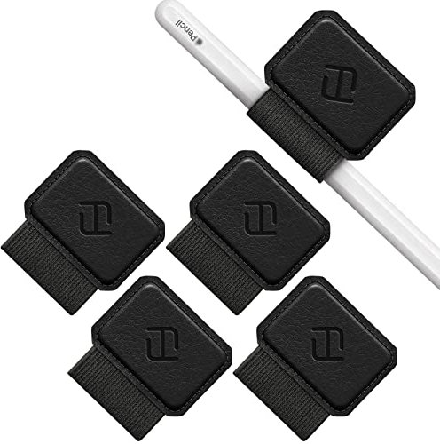 FINTIE 4 Pezzi Portapenne Autoadesivo Compatibile con Apple Pencil Pro, Apple Pencil (USB-C) & 2a/1a Gen e Penna Stilo - Elastico Pen Holder per Tablet, Notebooks, Calendario, Nero