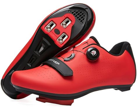 ARTVEP Fahrradschuhe Herren Damen Rennradschuhe MTB Radschuhe Kompatibel mit Look SPD SPD-SL Delta Lock Pedal Reitschuhe Peloton Schuhen Rot EU43 / 265
