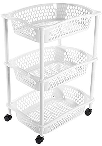 Acan Carro para Verduras RECT.3 CESTAS TORT.Grig.Blanco, White, Talla Única