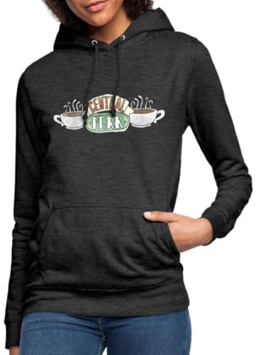 Spreadshirt Friends Central Perk Logo Sketch Sweat À Capuche Femme, L, Charbon