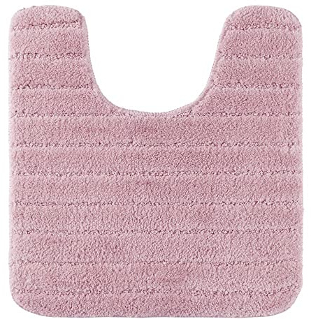 PANA® WC-Vorleger mit Ausschnitt - 45x50 cm - Farbe: Rosa | Elegantes Streifen-Design - Rutschfeste Unterseite - Maschinenwaschbar - Für Toilette und Gäste-WC - Weiche Mikrofaser
