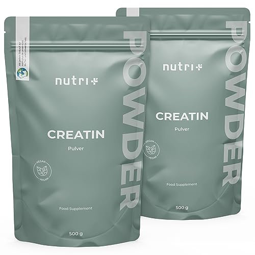 Nutri + Creatin Monohydrat 1 kg / 1000 g - Kreatin Pulver 99,99% rein - hochdosiert ultrafein vegan neutral - Creatine Powder Mesh 200 ohne Geschmack