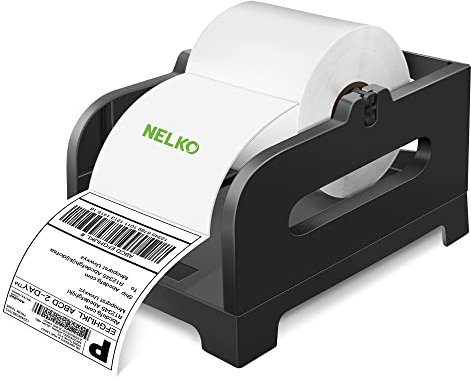 Nelko Etikettenhalter, Thermoetikettenhalter für Rollen und Fächerfalz-Etiketten, Versandetikettenrollenhalter für Desktop-Etikettendrucker Versandbedarf Industrieetiketten Zubehör für Zuhause, Büro