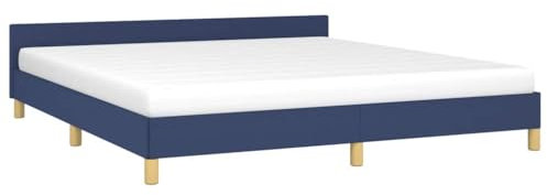 vidaXL Bettgestell mit Kopfteil Polsterbett Bett Doppelbett Bettrahmen Lattenrost Stoffbett Schlafzimmerbett Schlafzimmermöbel Blau 160x200cm Stoff