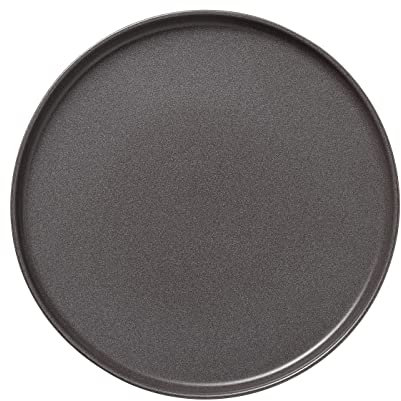 ROCKZZERO Set di 4 piatti per pizza, in gres, lavabili in lavastoviglie e resistenti alle temperature, set di piatti in materie prime ecologiche, grigio scuro, diametro 33 cm