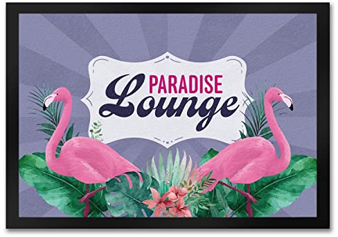 speecheese Paradise Lounge Flamingo Fußmatte in 35x50 cm im tropischen Stil EIN farbenprächtiger Türvorleger als Dekoration für Paradiesvögel und die Strandbar um Sommerflair zu verbreiten