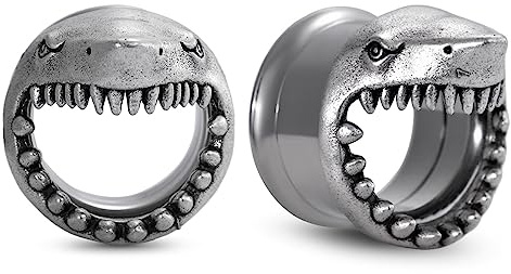 COOEAR Edelstahl Tunnel, Hai Design Ohrring Plugs, Schraube zurück Messgeräte für Ohren.