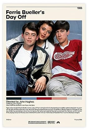 SHITOU Ferris Poster, Bueller's Day Off, klassisches Retro-Filmposter, coole Wanddekoration, Kunstdruck, Leinwandposter für Zimmer, ästhetische Dekoration, Geschenke, Unrahmen: 40 x 60 cm