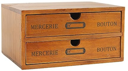 IOIUSKKU Schubladen Organizer aus Holz – organisierte Aufbewahrung für den Schreibtisch, Mehrzweck Mehrschicht Aufbewahrungsbox aus Holz, 2 Schichten