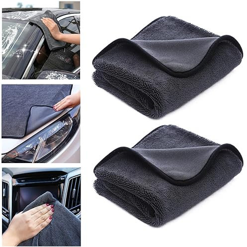 2Pcs Twist Pile Microfiber Cloth,Super Absorbent Microfiber Car Drying Towel,Reusable Lint Free Streak Free Wash Cloth,Durable Microfiber Cleaning Cloth for Car,Trucks,Kitchen,Bethroom (40x40cm)