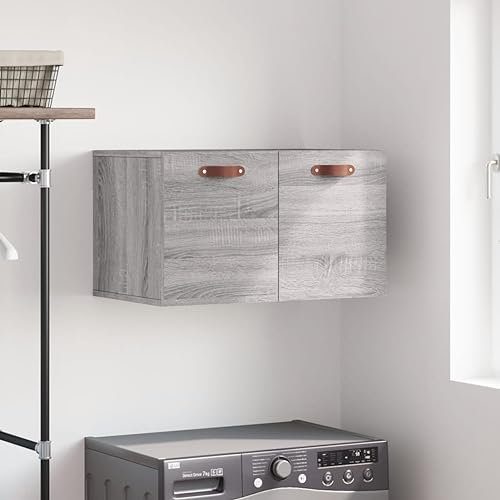 Homgoday Hängeschrank mit Stauraum Wandschrank Badschrank Küchenschrank Oberschrank für Wohnzimmer Schlafzimmer Flur Arbeitszimmer Grau Sonoma 60x36,5x35 cm Holzwerkstoff#2