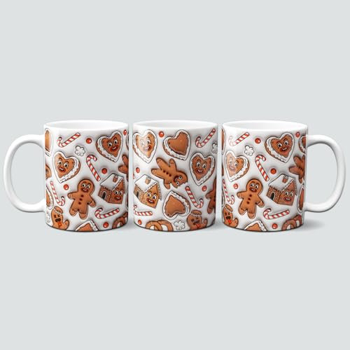 online-hut - Tasse - Kaffeebecher - Weihnachtstasse - Weihnachten - 3D Design - Lebkuchen und Kekse - 3D-W14