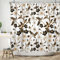 ASDCXZ Blumen Duschvorhang 180x200 cm, Frühling Schwarz Golg Weiß Blumen Blätter Bad Waschbar Duschvorhänge Polyester Textil Wasserdicht Badevorhang für Badewanne mit 12 Haken