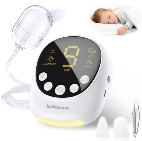 Nasensauger Baby, Nasensauger Baby Staubsauger, Elektrischer Nasensauger Baby, 9 Saugstufen und 2 Silikonspitzen, Nasensauger Baby Elektrisch für Neugeborene und Kleinkinder mit Musik und LED-Licht