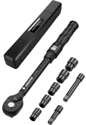 LLAVETOR Drehmomentschlüssel 1/2, 30-210 Nm Drehmomentschlüssel 8tlg. Set,± 3% Fehlergenauigkeit,72-Zahn-Drehmomentschlüssel für Motorrad, Auto, LKW Reparatur