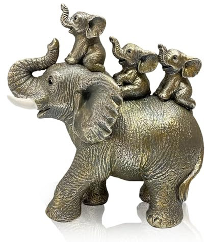 AENEY Elephant Family Ornaments, Animal Resin Sculpture Home Statue Décor Bookshelf Bedroom Animal Figurines for Bookshelf Bedroom Living Room (Silver)
