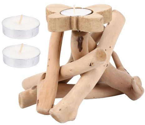ABOOFAN Bougeoir en Bois Flotté Unique Porte-Bougie Support pour Plantes Aériennes Parfumé pour La Maison