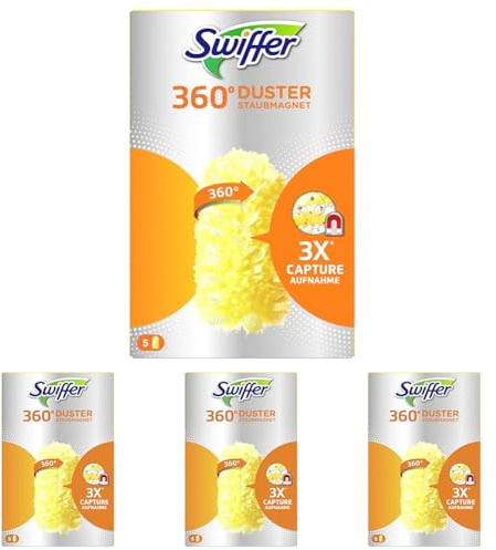 Swiffer Staubmagnet 360° (5 Tücher) Staubwedel Ideal Gegen Staub, Tierhaare & Allergene (Packung mit 4)