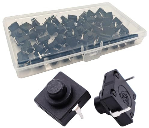 Gebildet 50Pezzi 12 * 12 Micro Mini Interruttore On/Off 1.5A 250V Interruttore a Pulsante Autobloccante per Torcia SMD Fai da Te Tipo KAN-13