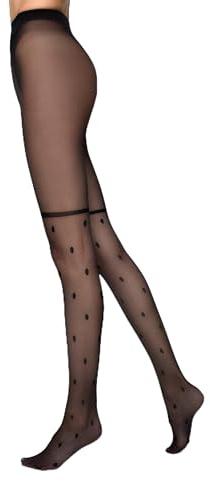 MARILYN modische Strumpfhose mit Punkten im Overknee look, 20 Denier