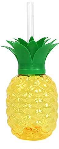 GETBSTOOP 3/6 Stück Hawaii-Sommerparty-Becher 500 ml Ananas-/Erdbeer-Form Trinkbecher Tropische Sommerbecher mit Strohhalm Kreative Geburtstagsparty-Dekoration