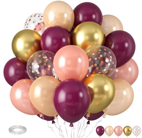 Palloncini color Borgogna, Palloncini color Champagne Rosa, Palloncini color Oro Metallizzato per Matrimonio, Addio al Nubilato, Festa di Compleanno, Celebrazione, Baby Shower, Decorazione