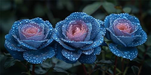 Blaue Rose Malen Nach Zahlen Erwachsene Groß (40X80CM Rahmenlos), Blume Malen Nach Zahlen Kinder AnfäNger DIY Handgemalt öLgemäLde Kit, Acrylfarben mit 3 Set Pinseln, für Room Zimmer Deko Aesthetic