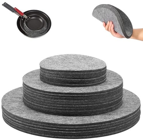 Foppla 84/144 Pcs Plate Storage Dividers Cuttable Felt Plate Separators Foldable Plate Storage Protectors Reusable Dish Separators for Stacking Procelain China Dish Coffee Saucers(Style 2,Grey)