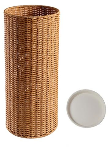 Porte-parapluie en imitation rotin tissé à la main avec motif squelette durable pour la maison et l'hôtel Plateau de récupération mobile inclus pour plus de commodité