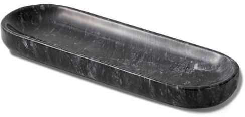 10.6’’ Marble Tray, Decorative Bowl for Home Decor, Natural Marble Key Bowl, Candy Bowl, Decorative Tray for Entryway Table, Vanity and Bathroom Countertop(Black)