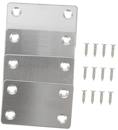MUSISALY 12 Stück Geraden schwere flache Halterungen Reparaturplatten aus Stahl ladeneinrichtung schrank verbinder Möbelbefestigungszubehör Möbelverbindungen Rostfreier Stahl Silver