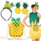 BOFUNX Haarreif mit Ananas + Ananas Brille + Ananas Umhängetasche, Ananas Kostüm Accessoires für Fasching Karneval Hawaii Sommer Mottoparty