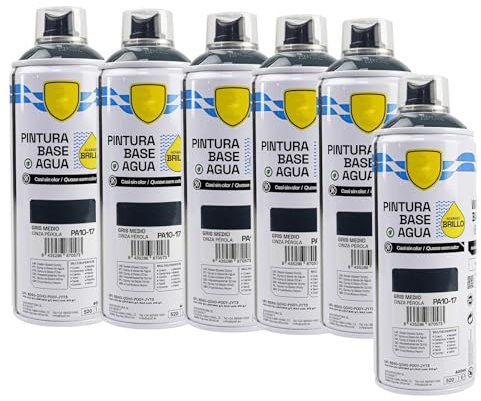various - Pintura Spray Base Agua 400ml,Ecológica y Sin Olor,Para Muebles,Metal,Plástico y Madera,Colores Duraderos,Cobertura Uniforme - Gris Medio,6 unidad