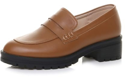 AJVANI Womens Ladies mid Block Heel Chunky Slip on School Shoes Penny Loafers Size 6 39