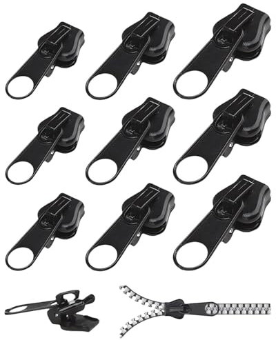 TPZORJX cursore cerniera ricambio,18 Pcs Ripara Cerniere Lampo Zip Cursore Cerniera Universale Tira Zip Rimovibile Cursore Cerniera Ricambio adatto per Giacche,Zaini,Valigie e fai da te,3 Dimensioni