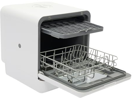 Lavastoviglie da tavolo, mini lavastoviglie con 4 programmi e serbatoio dell'acqua integrato da 4 litri, attacchi dell'acqua flessibili, funzione di asciugatura dell'aria per case e camper