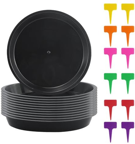 12 sottobicchieri da 15 cm, in plastica, rotondi, in plastica, per piante, da giardino
