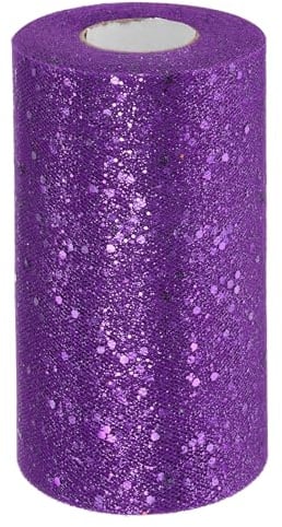 PATIKIL Rotoli di Tulle, 6 Pollici x 50 Iarde Rotolo di Tessuto Tulle Nastro Rete Brillantini per DIY Gonna Tutù Fai-Da-Te Decorazioni Matrimonio Feste, Viola Scuro
