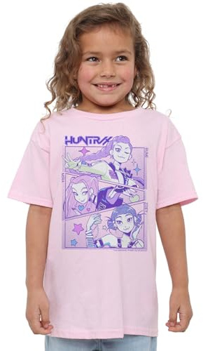 Kpop Demon Hunters Unisex Kids K-pop Demon Hunters - Anime Huntrix Huntr/X Kids T Shirt, Black T-Shirt (Pack of 1)