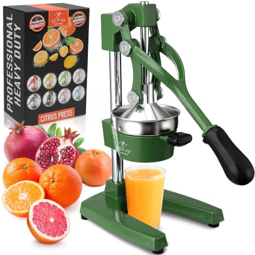 Zulay Kitchen Cast Iron Juicer - Manual Citrus Press and Lemon Squeezer - Premium Quality Heavy Duty Manual Juicer for Orange Juice and Lime Squeezer, Green