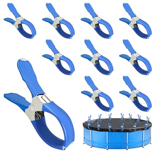 10 PCS Klammern Metall für Poolabdeckung,Poolklammern für Oberirdische Pools,Pool Zubehör Befestigungsklammern mit Schutzfolie,Klemmzwingen mit Starker Spannkraft zum Leimen,Fotografie,Abdeckplane (A)