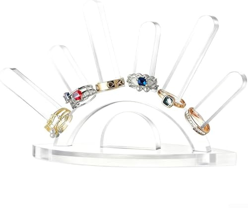 Evil Eye Design Acryl-Ringhalter für Ringe, platzsparender Schmuck-Organizer mit 6 Pfosten, transparentes und stabiles Display für einfache Betrachtung und Zugriff