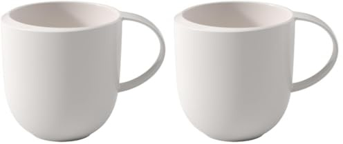 Villeroy & Boch – Tasse À Anse Newmoon, Tasse Moderne Pour Le Thé Et Le Café, 310 Ml, Porcelaine Premium, Blanche, Adaptée Au Lave-Vaisselle, 1 Pièce (1 Pack) (Lot de 2)